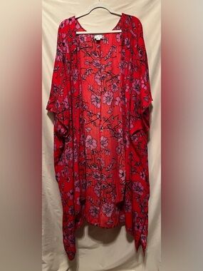 Band of Gypsies Red & Pink Floral Kimono Size XL